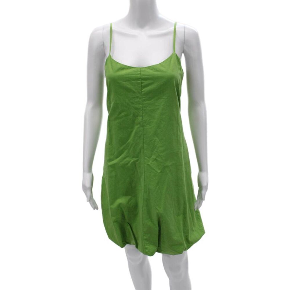 YFB Women Shift Dress Green Lyocell Sleeveless Scoop Neck Zip Short Size M